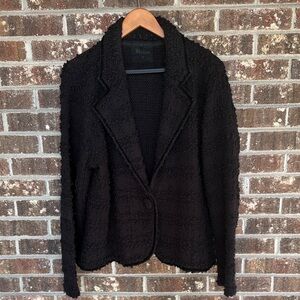 Monsoon Black Double Breasted Textured Blazer Tweed & Chunky Sweater like US XL